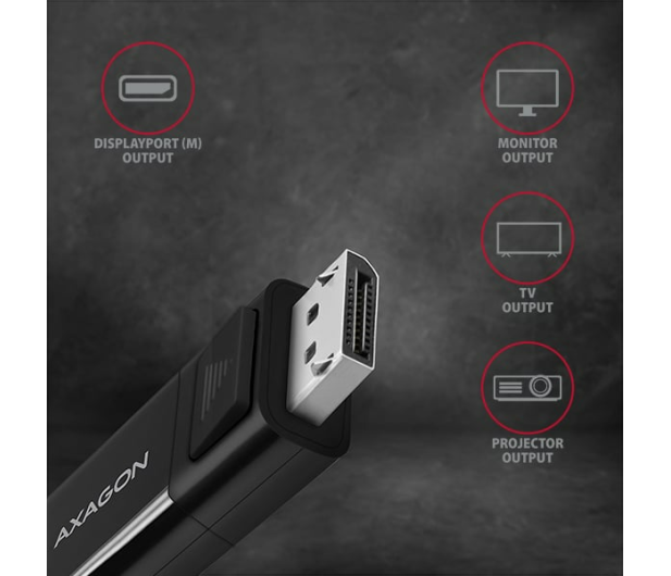 AXAGON RVC-DPC Konwerter/kabel USB-C -> DisplayPort 1,8m, 4K/60HZ - 1353445 - zdjęcie 4